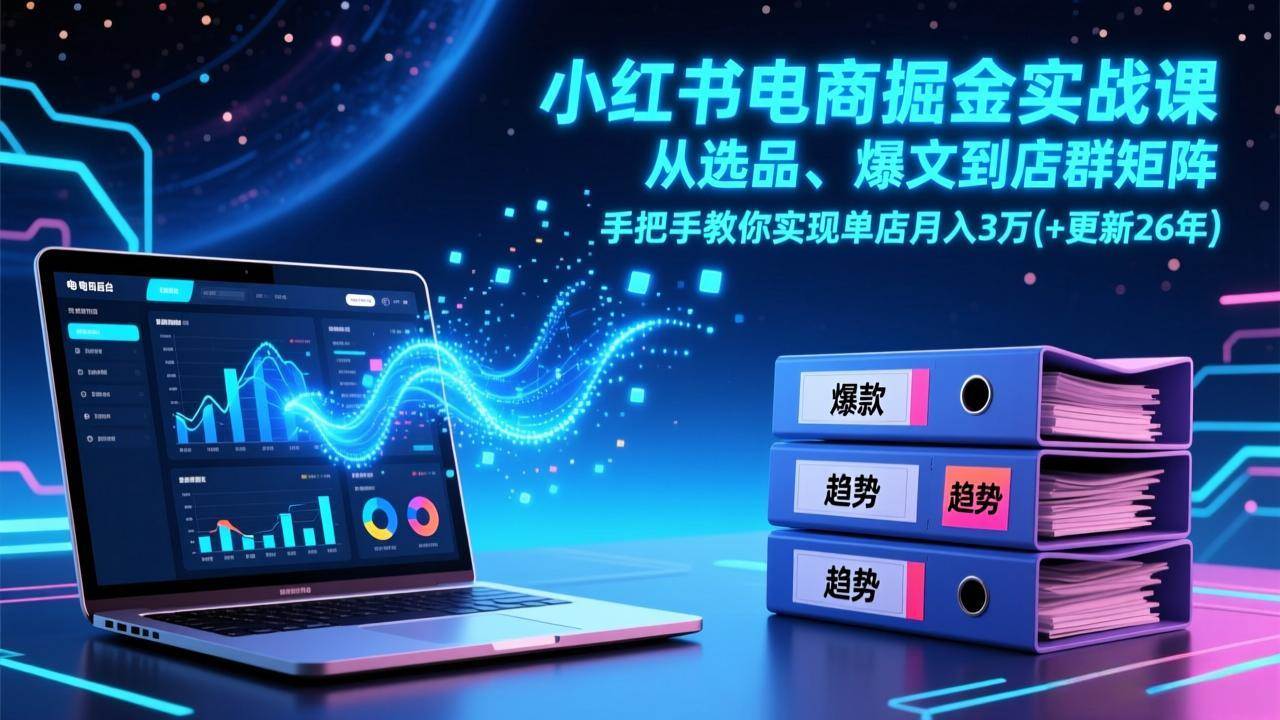 (17290期)小红书电商掘金实战课,从选品、爆文到店群矩阵,手把手教你实现单店月入3万+(更新26年)-k宝库
